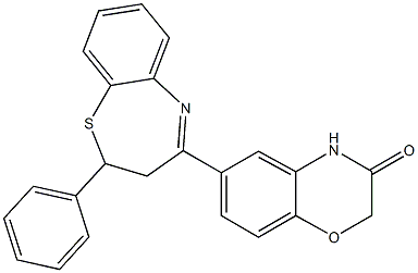 6-(2-phenyl-2,3-dihydro-1,5-benzothiazepin-4-yl)-2H-1,4-benzoxazin-3(4H)-one Structure
