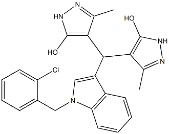 4-[[1-(2-chlorobenzyl)-1H-indol-3-yl](5-hydroxy-3-methyl-1H-pyrazol-4-yl)methyl]-3-methyl-1H-pyrazol-5-ol