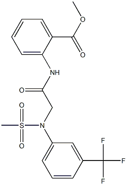 methyl 2-({[(methylsulfonyl)-3-(trifluoromethyl)anilino]acetyl}amino)benzoate 化学構造式
