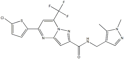 5-(5-chloro-2-thienyl)-N-[(1,5-dimethyl-1H-pyrazol-4-yl)methyl]-7-(trifluoromethyl)pyrazolo[1,5-a]pyrimidine-2-carboxamide 化学構造式