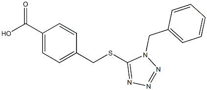 4-{[(1-benzyl-1H-tetraazol-5-yl)sulfanyl]methyl}benzoic acid 化学構造式