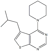 5-isobutyl-4-(1-piperidinyl)thieno[2,3-d]pyrimidine 化学構造式