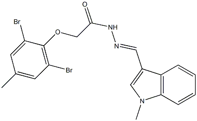 2-(2,6-dibromo-4-methylphenoxy)-N'-[(1-methyl-1H-indol-3-yl)methylene]acetohydrazide,,结构式