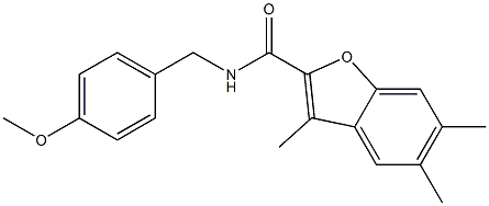 N-(4-methoxybenzyl)-3,5,6-trimethyl-1-benzofuran-2-carboxamide,,结构式