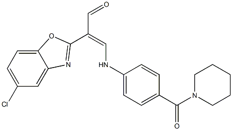 2-(5-chloro-1,3-benzoxazol-2-yl)-3-[4-(1-piperidinylcarbonyl)anilino]acrylaldehyde Struktur