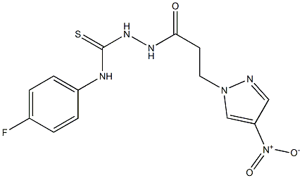 N-(4-fluorophenyl)-2-(3-{4-nitro-1H-pyrazol-1-yl}propanoyl)hydrazinecarbothioamide Structure