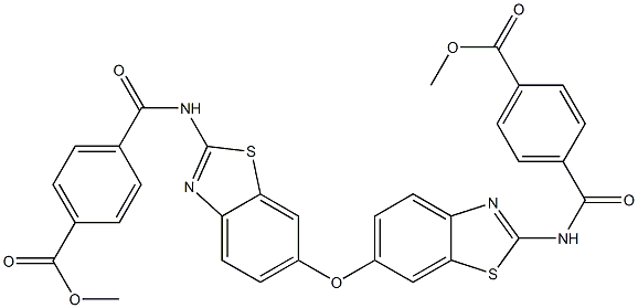 methyl 4-[({6-[(2-{[4-(methoxycarbonyl)benzoyl]amino}-1,3-benzothiazol-6-yl)oxy]-1,3-benzothiazol-2-yl}amino)carbonyl]benzoate Struktur