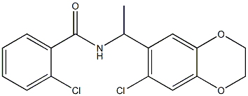 2-chloro-N-[1-(7-chloro-2,3-dihydro-1,4-benzodioxin-6-yl)ethyl]benzamide,,结构式