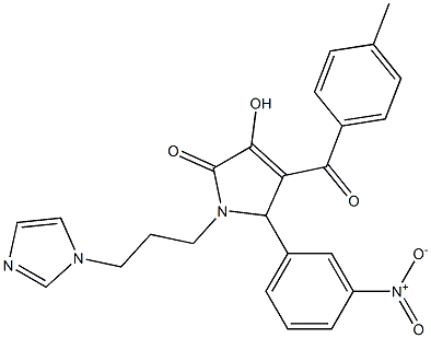 3-hydroxy-5-{3-nitrophenyl}-1-[3-(1H-imidazol-1-yl)propyl]-4-(4-methylbenzoyl)-1,5-dihydro-2H-pyrrol-2-one,,结构式