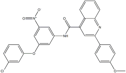 N-{3-(3-chlorophenoxy)-5-nitrophenyl}-2-(4-methoxyphenyl)-4-quinolinecarboxamide,,结构式