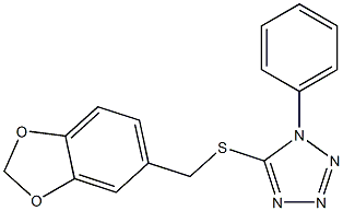 1,3-benzodioxol-5-ylmethyl 1-phenyl-1H-tetraazol-5-yl sulfide,,结构式