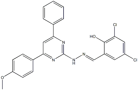 3,5-dichloro-2-hydroxybenzaldehyde [4-(4-methoxyphenyl)-6-phenyl-2-pyrimidinyl]hydrazone 结构式