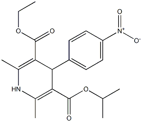 3-ethyl 5-isopropyl 4-{4-nitrophenyl}-2,6-dimethyl-1,4-dihydro-3,5-pyridinedicarboxylate 化学構造式