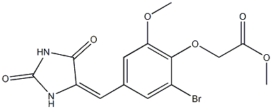 methyl {2-bromo-4-[(2,5-dioxo-4-imidazolidinylidene)methyl]-6-methoxyphenoxy}acetate Structure