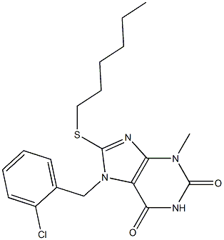 7-(2-chlorobenzyl)-8-(hexylsulfanyl)-3-methyl-3,7-dihydro-1H-purine-2,6-dione Structure