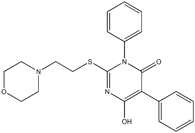 6-hydroxy-2-{[2-(4-morpholinyl)ethyl]sulfanyl}-3,5-diphenyl-4(3H)-pyrimidinone Struktur