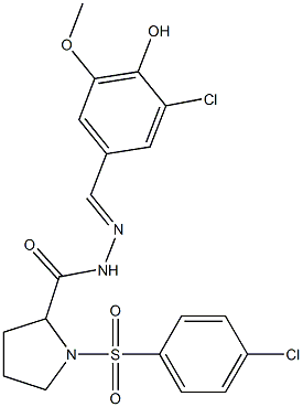 N'-(3-chloro-4-hydroxy-5-methoxybenzylidene)-1-[(4-chlorophenyl)sulfonyl]-2-pyrrolidinecarbohydrazide Struktur