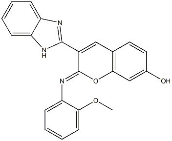 3-(1H-benzimidazol-2-yl)-2-[(2-methoxyphenyl)imino]-2H-chromen-7-ol 结构式