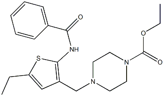 ethyl 4-{[2-(benzoylamino)-5-ethyl-3-thienyl]methyl}-1-piperazinecarboxylate,,结构式
