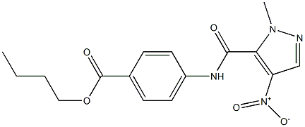 butyl 4-[({4-nitro-1-methyl-1H-pyrazol-5-yl}carbonyl)amino]benzoate Struktur