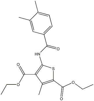 diethyl 5-[(3,4-dimethylbenzoyl)amino]-3-methyl-2,4-thiophenedicarboxylate 化学構造式