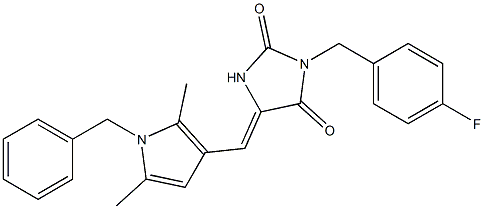 5-[(1-benzyl-2,5-dimethyl-1H-pyrrol-3-yl)methylene]-3-(4-fluorobenzyl)imidazolidine-2,4-dione Structure