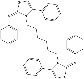 N-phenyl-N-(4-phenyl-3-{6-[4-phenyl-2-(phenylimino)-1,3-thiazol-3-yl]hexyl}-1,3-thiazol-2-ylidene)amine Structure