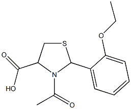 3-acetyl-2-(2-ethoxyphenyl)-1,3-thiazolidine-4-carboxylic acid 化学構造式