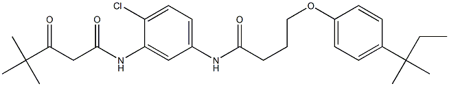 N-(2-chloro-5-{[4-(4-tert-pentylphenoxy)butanoyl]amino}phenyl)-4,4-dimethyl-3-oxopentanamide 结构式