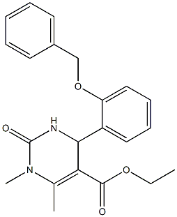 ethyl 4-[2-(benzyloxy)phenyl]-1,6-dimethyl-2-oxo-1,2,3,4-tetrahydro-5-pyrimidinecarboxylate 化学構造式