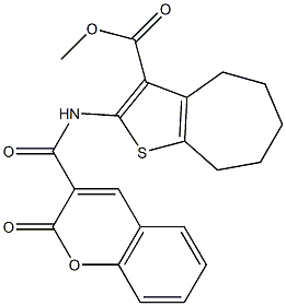 methyl 2-{[(2-oxo-2H-chromen-3-yl)carbonyl]amino}-5,6,7,8-tetrahydro-4H-cyclohepta[b]thiophene-3-carboxylate Struktur