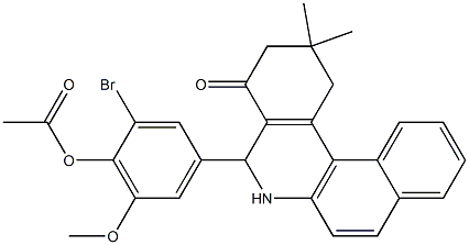 2-bromo-4-(2,2-dimethyl-4-oxo-1,2,3,4,5,6-hexahydrobenzo[a]phenanthridin-5-yl)-6-methoxyphenyl acetate Structure