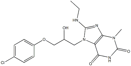 7-{3-[(4-chlorophenyl)oxy]-2-hydroxypropyl}-8-(ethylamino)-3-methyl-3,7-dihydro-1H-purine-2,6-dione 化学構造式