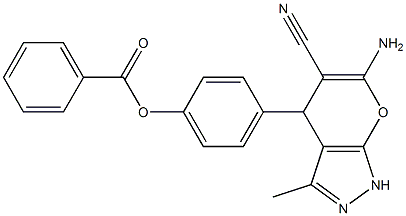 4-(6-amino-5-cyano-3-methyl-1,4-dihydropyrano[2,3-c]pyrazol-4-yl)phenyl benzoate Structure