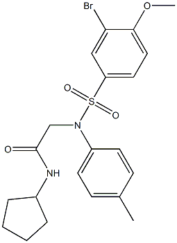 2-{[(3-bromo-4-methoxyphenyl)sulfonyl]-4-methylanilino}-N-cyclopentylacetamide 结构式