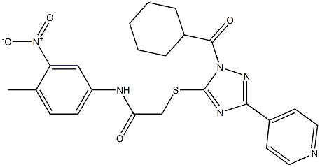 2-{[1-(cyclohexylcarbonyl)-3-(4-pyridinyl)-1H-1,2,4-triazol-5-yl]sulfanyl}-N-{3-nitro-4-methylphenyl}acetamide 结构式