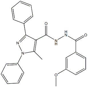 N'-(3-methoxybenzoyl)-5-methyl-1,3-diphenyl-1H-pyrazole-4-carbohydrazide Struktur