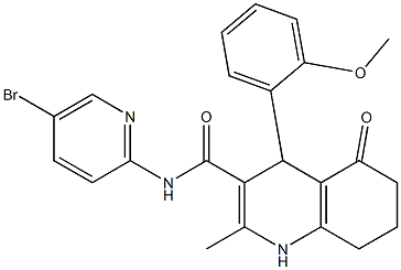 N-(5-bromo-2-pyridinyl)-4-(2-methoxyphenyl)-2-methyl-5-oxo-1,4,5,6,7,8-hexahydro-3-quinolinecarboxamide 化学構造式