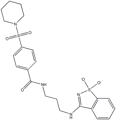 N-{3-[(1,1-dioxido-1,2-benzisothiazol-3-yl)amino]propyl}-4-(1-piperidinylsulfonyl)benzamide Struktur