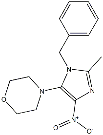 4-{1-benzyl-4-nitro-2-methyl-1H-imidazol-5-yl}morpholine Struktur