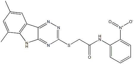2-[(6,8-dimethyl-5H-[1,2,4]triazino[5,6-b]indol-3-yl)sulfanyl]-N-{2-nitrophenyl}acetamide,,结构式
