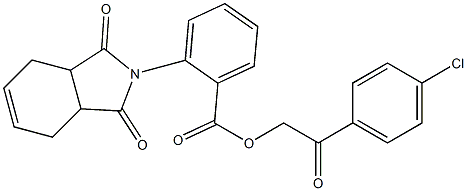 2-(4-chlorophenyl)-2-oxoethyl 2-(1,3-dioxo-1,3,3a,4,7,7a-hexahydro-2H-isoindol-2-yl)benzoate 结构式