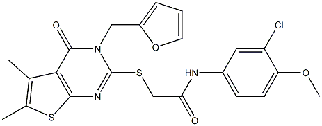 N-(3-chloro-4-methoxyphenyl)-2-{[3-(2-furylmethyl)-5,6-dimethyl-4-oxo-3,4-dihydrothieno[2,3-d]pyrimidin-2-yl]sulfanyl}acetamide Structure