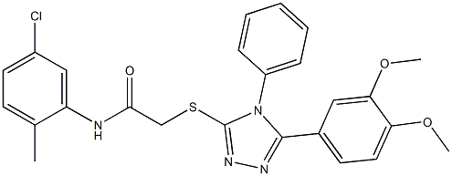 N-(5-chloro-2-methylphenyl)-2-{[5-(3,4-dimethoxyphenyl)-4-phenyl-4H-1,2,4-triazol-3-yl]sulfanyl}acetamide,,结构式