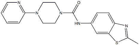 N-(2-methyl-1,3-benzothiazol-6-yl)-4-(2-pyridinyl)-1-piperazinecarboxamide,,结构式