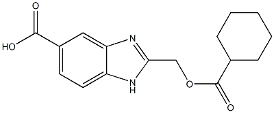 2-{[(cyclohexylcarbonyl)oxy]methyl}-1H-benzimidazole-5-carboxylic acid 化学構造式