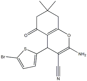 2-amino-4-(5-bromo-2-thienyl)-7,7-dimethyl-5-oxo-5,6,7,8-tetrahydro-4H-chromene-3-carbonitrile 结构式