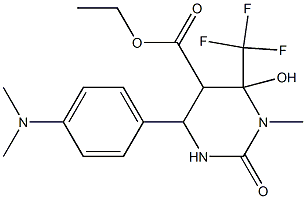 ethyl 4-[4-(dimethylamino)phenyl]-6-hydroxy-1-methyl-2-oxo-6-(trifluoromethyl)hexahydro-5-pyrimidinecarboxylate 化学構造式