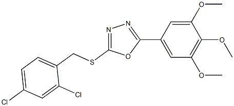 2-{[(2,4-dichlorophenyl)methyl]sulfanyl}-5-[3,4,5-tris(methyloxy)phenyl]-1,3,4-oxadiazole Structure