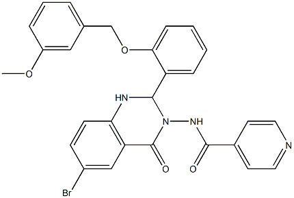 N-(6-bromo-2-{2-[(3-methoxybenzyl)oxy]phenyl}-4-oxo-1,4-dihydro-3(2H)-quinazolinyl)isonicotinamide,,结构式